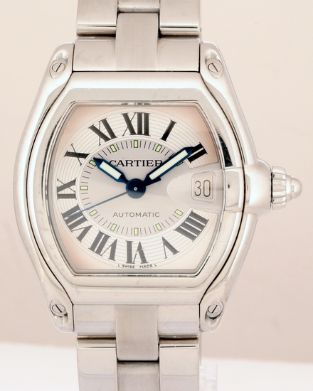 No Reserve - Cartier Roadster 37MM Silver Dial Steel Bracelet (W62000V3)