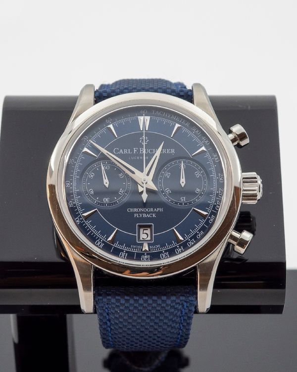 Carl F. Bucherer Manero Flyback 43MM Blue Dial Textile Strap (00.10919.08.53.01)