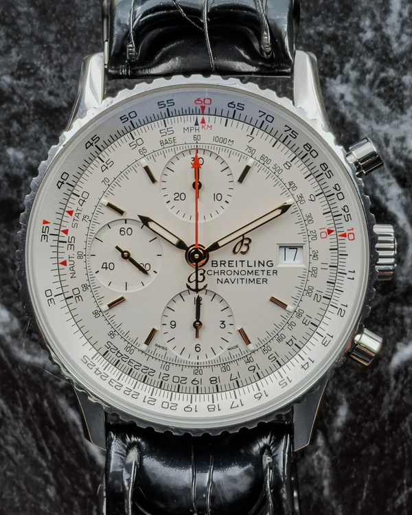 No Reserve - Breitling Navitimer Chronograph 41MM Silver Dial Leather Strap (A13324)