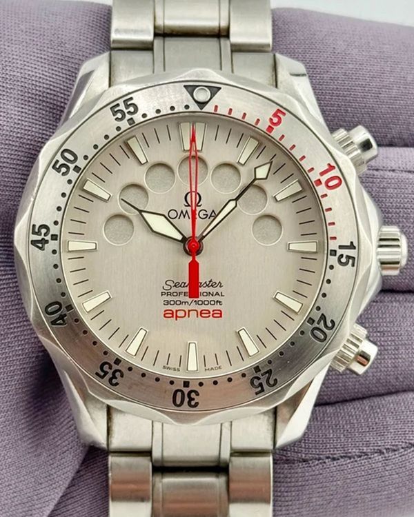 Omega Seamaster Apnea Chronograph "Jacques Mayol" 41.5MM White Dial Steel Bracelet (2595.30.00)