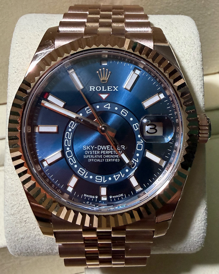 2026 Rolex Sky-Dweller 42MM Blue Dial Rose Gold Jubilee Bracelet (336935)
