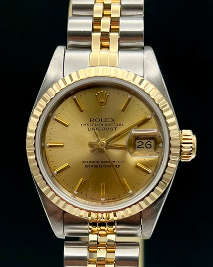 No Reserve - 1985 Rolex Lady-Datejust 26MM Champagne Dial Two-Tone Jubilee Bracelet (69713)