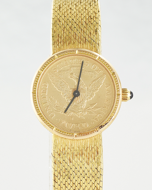 Corum Coin Watch 5 Dollar Eagle Liberty 24MM Gold Dial Yellow Gold Bracelet (Coin Watch)