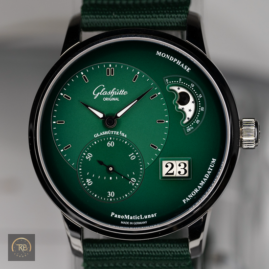 2021 Glashütte Original PanoMaticLunar XL 40MM Green Dial Textile Strap (1-90-02-13-32-31)