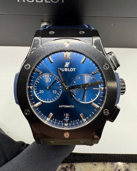 2019 Hublot Classic Fusion 45MM Blue Dial Leather/Rubber Strap (521.CM.7170.LR)
