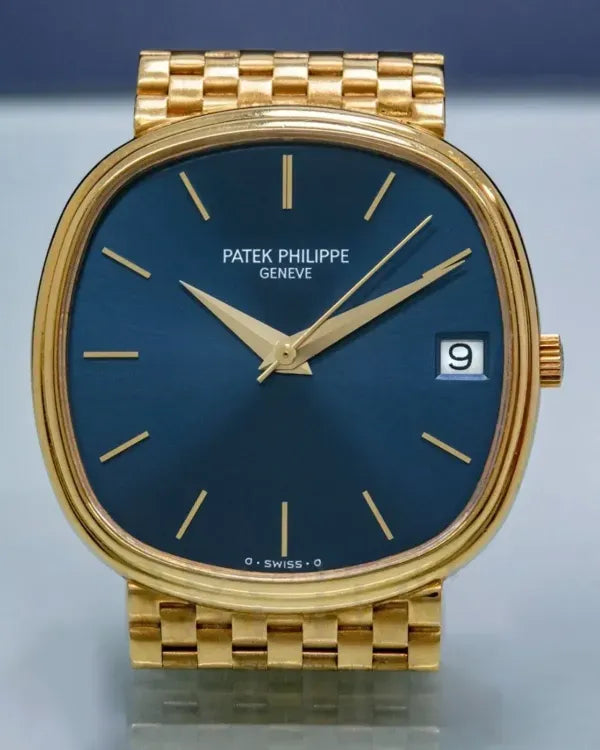 Patek Philippe Golden Ellipse 33MM Blue Dial Yellow Gold Bracelet (3734)