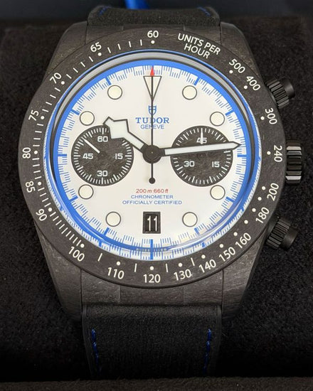 No Reserve - 2025 Tudor Black Bay Chrono "Carbon 25" L.E. 42MM White Dial Leather Strap (79377KN)
