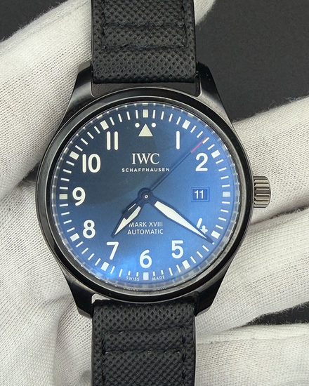 2018 IWC Schaffhausen Pilot Mark XVIII "Laureus Sport for Good Foundation" L.E. 41MM Blue Dial Textile Strap (IW324703)