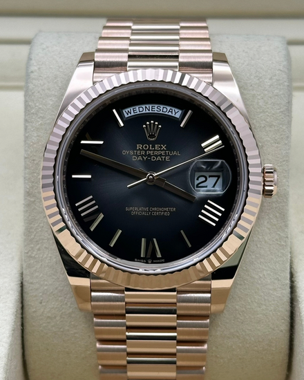 2025 Rolex Day-Date 40MM Black "Ombré" Dial Rose Gold President Bracelet (228235)