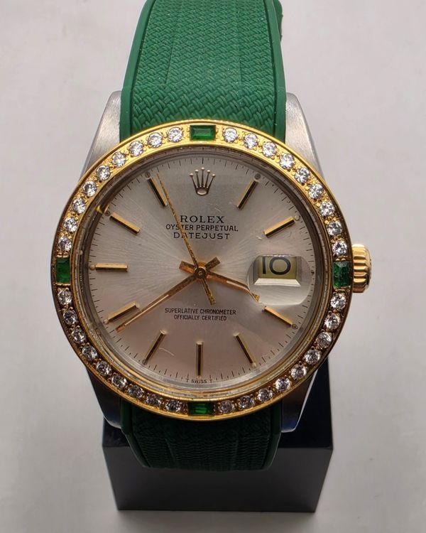 Rolex Datejust 36MM Silver Dial Aftermarket Rubber Strap (16014)