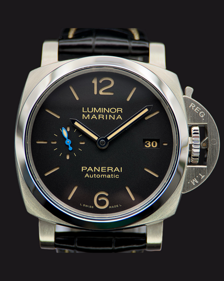 2018 Panerai Luminor Marina 1950 3 Days 42MM Black Dial Leather Strap (PAM01392)