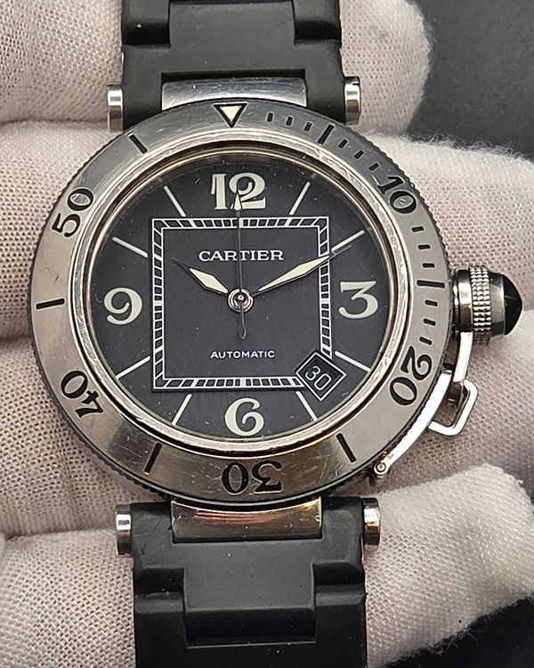 Cartier Pasha De Cartier Seatimer 40MM Black Dial Steel Bracelet (2790)