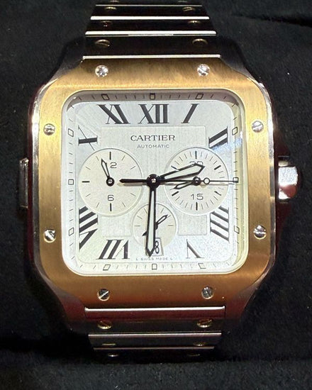 2026 Cartier Santos De Cartier Chronograph 43.3MM Silver Dial Two-Tone Bracelet (W2SA0008)