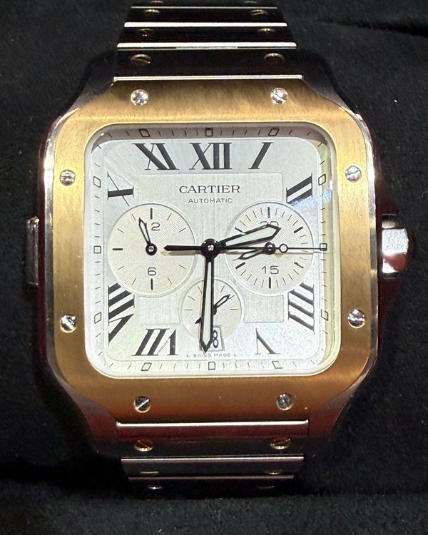 2026 Cartier Santos De Cartier Chronograph 43.3MM Silver Dial Two-Tone Bracelet (W2SA0008)