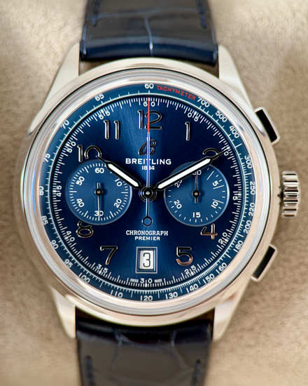 2024 Breitling Premier B01 Chronograph 42MM Blue Dial Leather Strap (AB0145171C1P2)