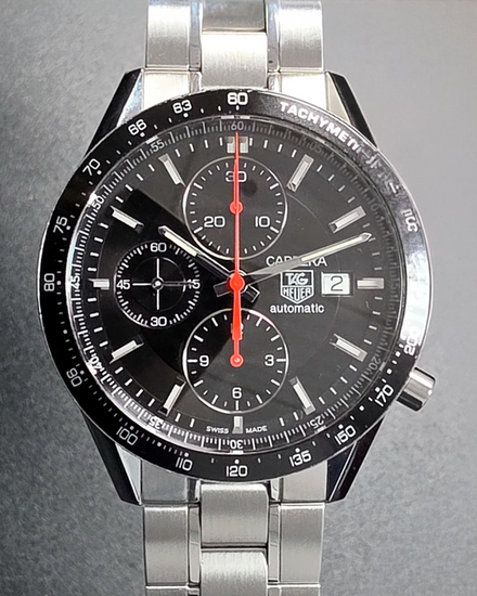 Tag Heuer Carrera Calibre 16 41MM Black Dial Steel Bracelet (CV2014)