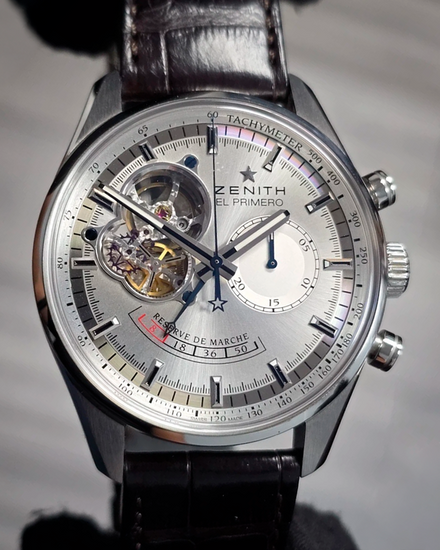 2013 Zenith El Primero Chronomaster Open Heart 42MM Silver Dial Leather Strap (03.2080.4021/01.C494)