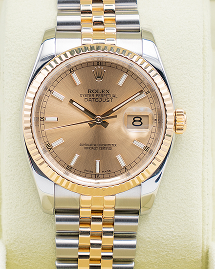 2008 Rolex Datejust 36MM Champagne Dial Two-Tone Super Jubilee Bracelet (116233)