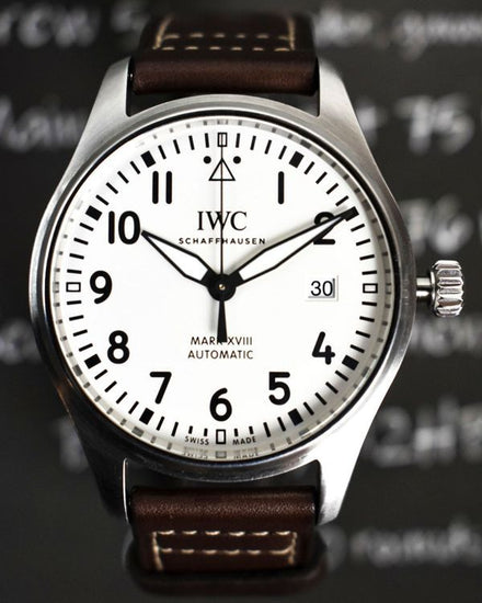 2020 IWC Schaffhausen Pilot Mark XVIII 40MM White Dial Leather Strap (IW327012)