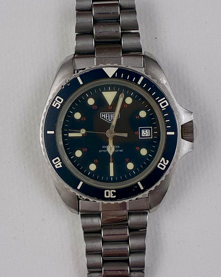 1979 Tag Heuer Professional "Heuer Monnin" 42MM Black Dial Steel Bracelet (844)