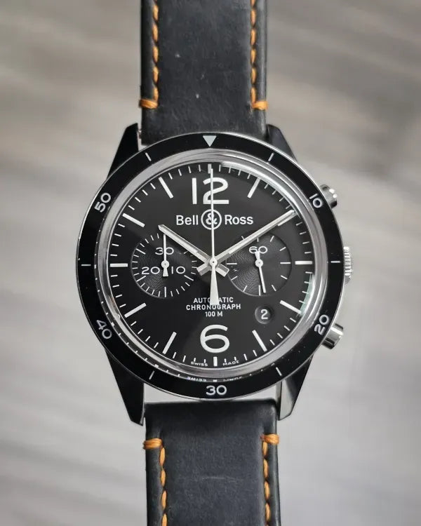 Bell & Ross BR 126 42MM Black Dial Leather Strap (BR126)