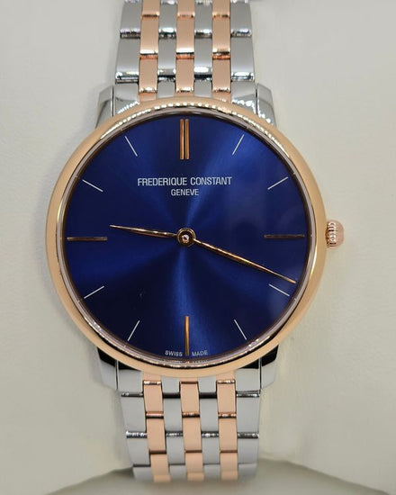 2021 Frederique Constant Slimline Ultra-Thin 38MM Quartz Blue Dial Steel Bracelet (FC-200LN5S32B)