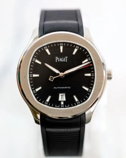Piaget Polo 42MM Black Dial Rubber Strap (G0A47014)