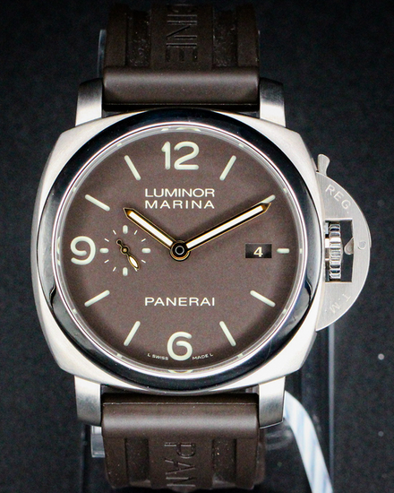 No Reserve - 2018 Panerai Luminor Marina 1950 3 Days 44MM Brown Dial Rubber Strap (PAM00351)
