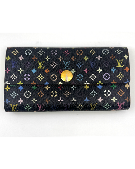 Louis Vuitton Porte Feuille Sarah Small Wallet 7.5 × 4.0 in Monogram Multicolor Canvas Gold Tone Hardware (M93748)