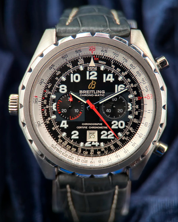 Breitling Chrono-Matic 44MM Black Dial Leather Strap (A2236013/B817)