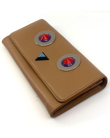 Fendi Hypnoteyes Continental Wallet 7.3 x 3.9 x 0.9IN Beige Leather Silver-Tone Plexiglass Hardware (Fendi Hypnoteyes)