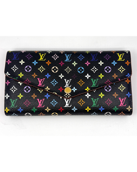 Louis Vuitton Accessories Sarah Wallet Multicolor Monogram Small Black Leather Gold-Tone Hardware (M60668)