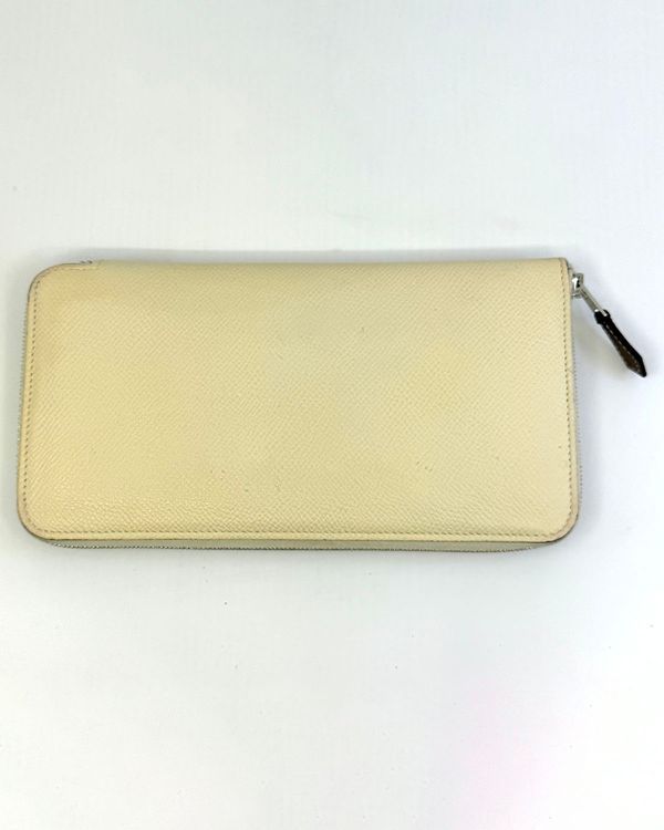 Hermès Azap Long Wallet 8.0 × 4.3 × 0.8 in Ivory Leather & Silk Medium Gold Tone Hardware Zip-Around Wallet Z Stamp (Wallet)