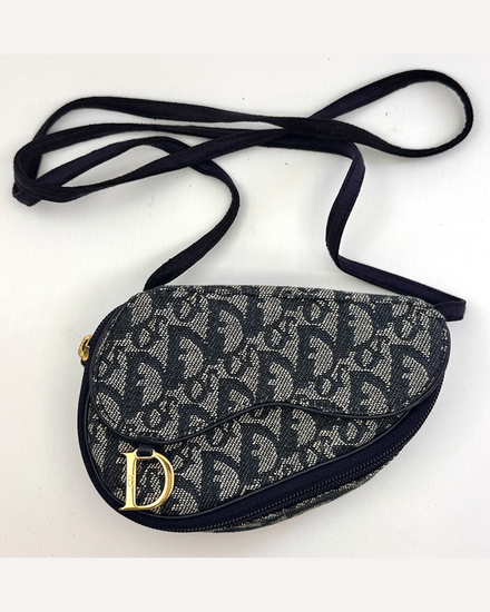 Dior Bag Small Shoulder Bag 7 × 4.5 × 2 in Blue Canvas Textile Lining Top Handle & Shoulder Strap (Shoulder Bag)