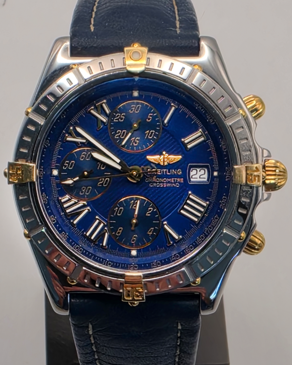 Breitling Crosswind Chronograph 43MM Blue Dial Leather Strap (B13355)