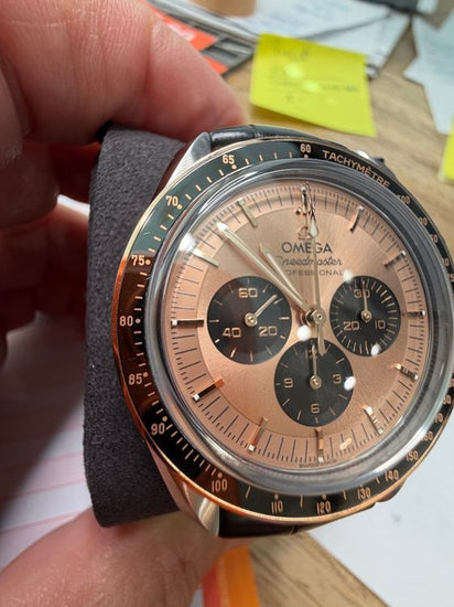 No Reserve - 2026 Omega Speedmaster Professional Moonwatch 42MM Sedna Gold Dial Leather Strap (310.23.42.50.99.001)