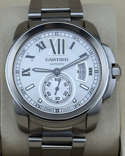 2017 Cartier Calibre de Cartier 42MM Silver Dial Steel Bracelet (W7100015)