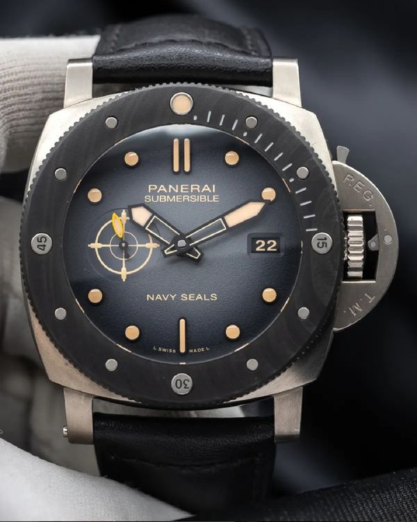 2024 Panerai Submersible"Navy SEALs" 47MM Grey Dial Leather Strap (PAM01669)