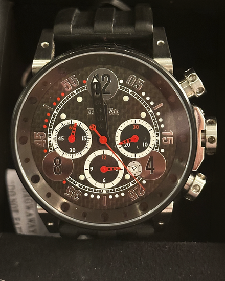 B.R.M Chronograph Racing 48MM Black Dial Rubber Strap (V18-48-TN-CAP-ARN)