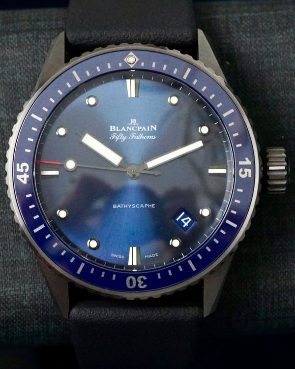No Reserve - 2022 Blancpain Fifty Fathoms Bathyscaphe 43.6MM Blue Dial Textile Strap (5000-0240-O52A)