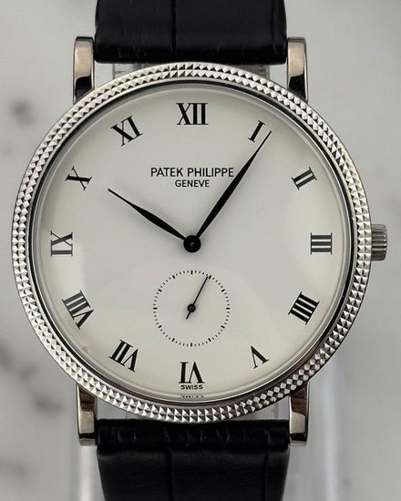 Patek Philippe Calatrava 34MM White Dial Leather Strap (3919G)