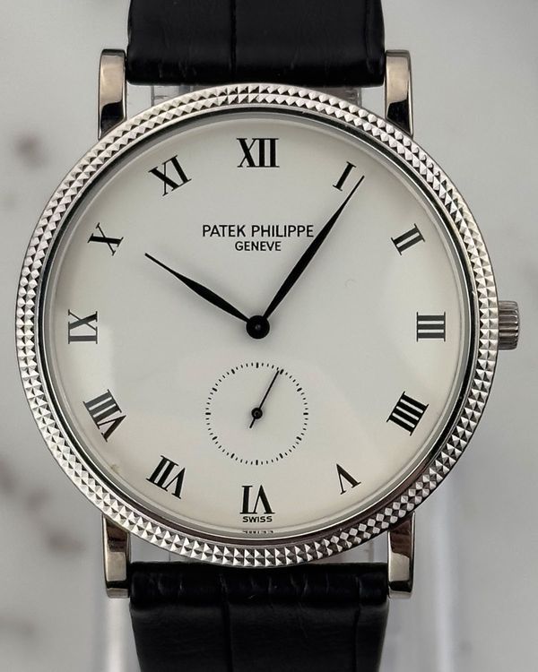 Patek Philippe Calatrava 34MM White Dial Leather Strap (3919G)