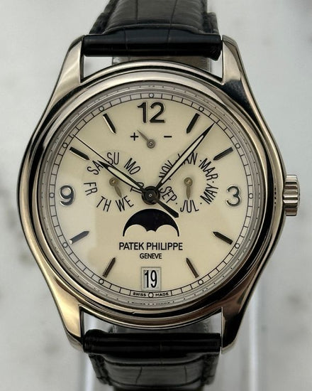 Patek Philippe Annual Calendar 39MM White Dial Leather Strap (5146G-001)