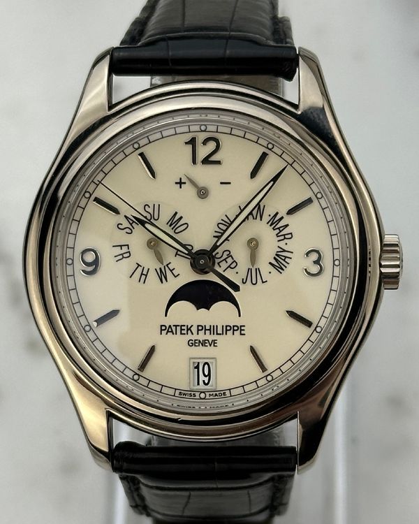 Patek Philippe Annual Calendar 39MM White Dial Leather Strap (5146G-001)