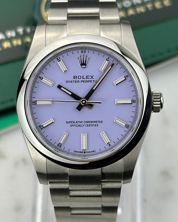 2025 Rolex Oyster Perpetual 34MM Lavender Dial Oyster Bracelet (124200)