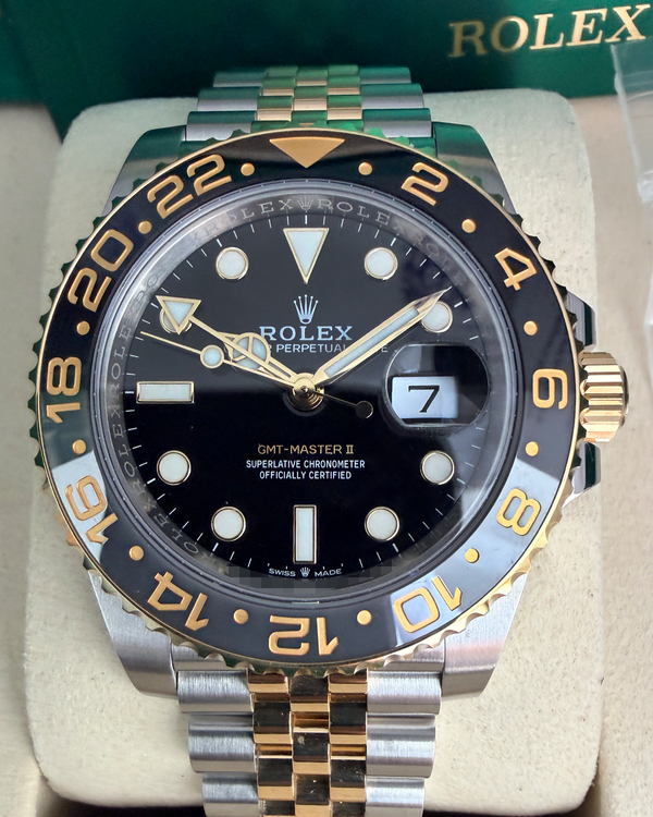 2025 Rolex GMT-Master II "Bumblebee" 40MM Black Dial Two-Tone Jubilee Bracelet (126713GRNR)