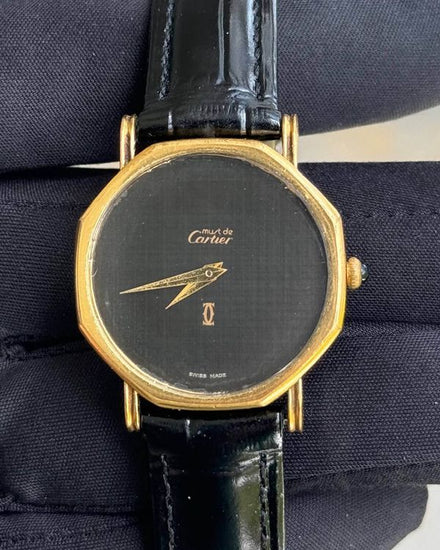 Cartier Must de Cartier Octagon 25MM Black Dial Leather Strap (2512.0019)