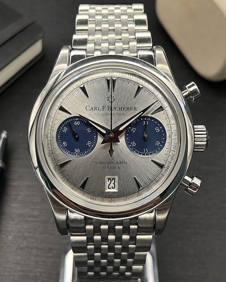 No Reserve - Carl F. Bucherer Manero Flyback 40MM Silver Dial Steel Bracelet (00.10927.08.13.23)