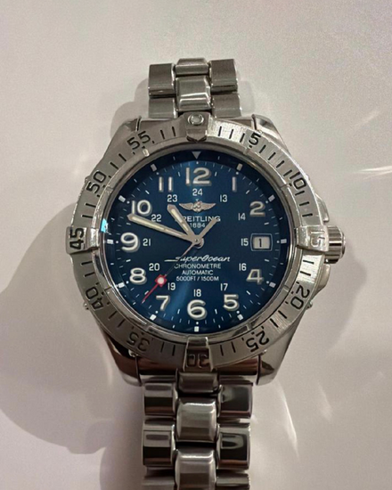 2007 Breitling Superocean 42MM Blue Dial Steel Bracelet (A17360)
