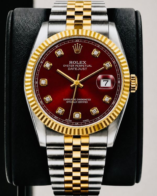 No Reserve - Rolex Datejust 36MM Aftermarket Red Dial Aftermarket Two-Tone Jubilee Bracelet (16013)
